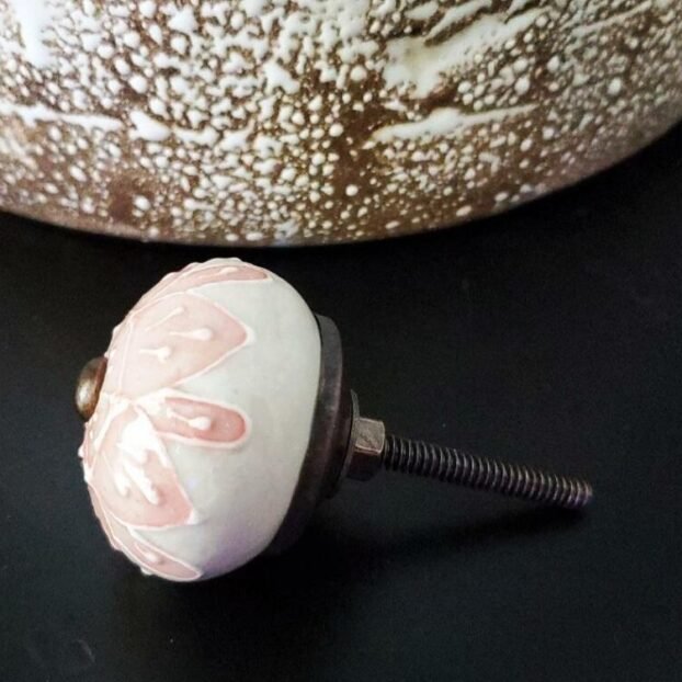 Floral Mauve Ceramic Knob